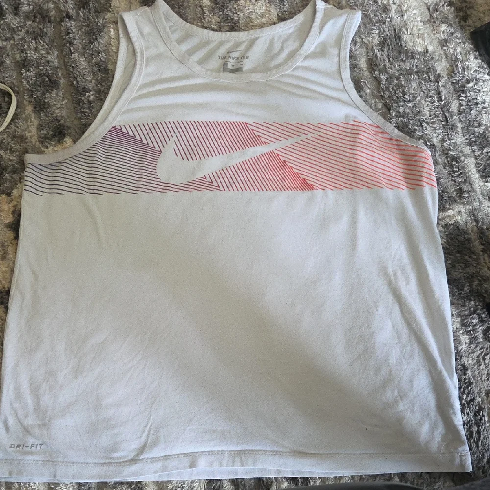 Nike White Tank Top with Red and Purple Stripes - Picture 1 of 7